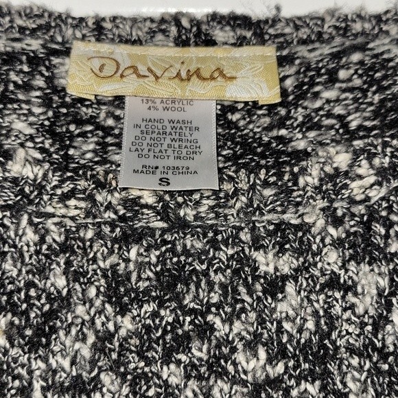 Davina nubby chunky black/white cotton polyester wool blend sweater SM - Picture 6 of 7